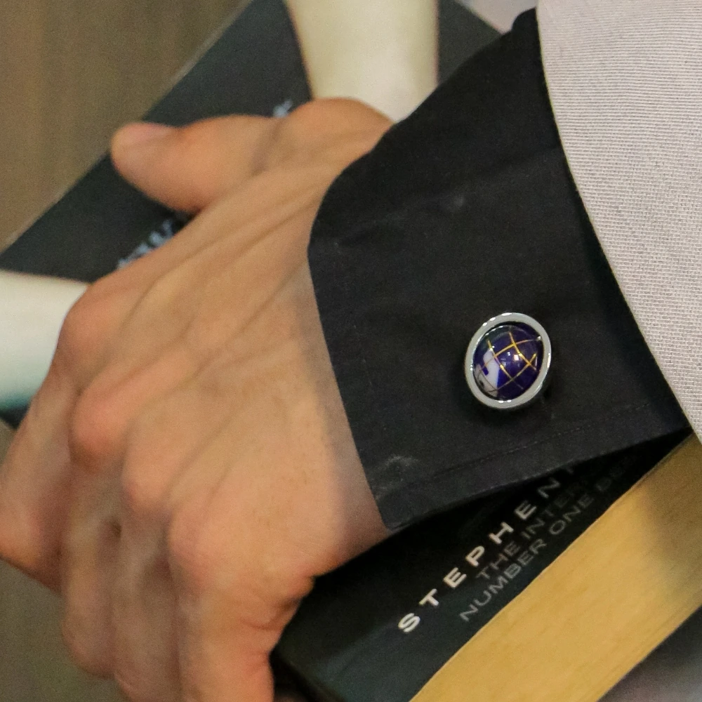 Blue Quirky Brass Cufflinks for Men