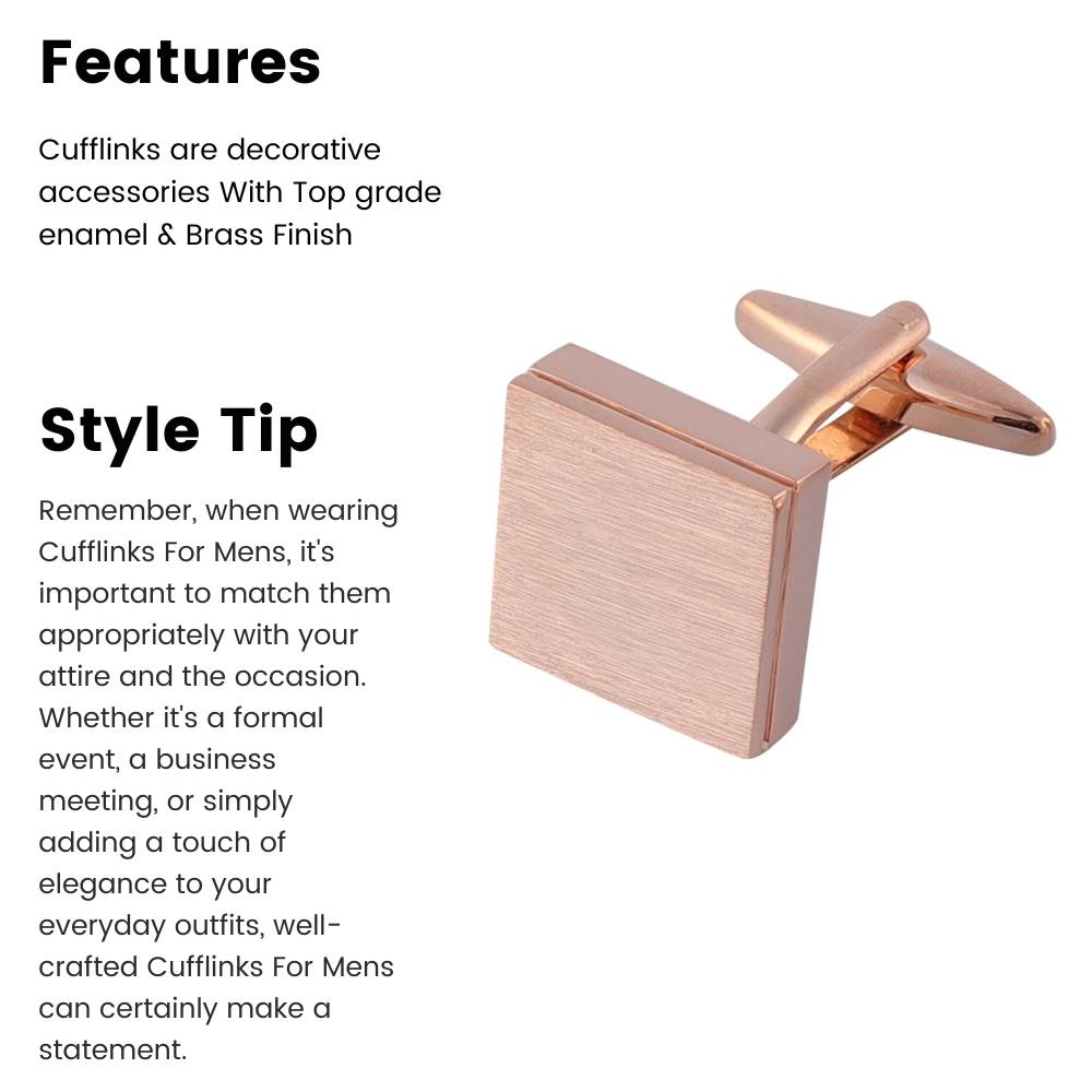 Gold Formal Brass Cufflinks for Men