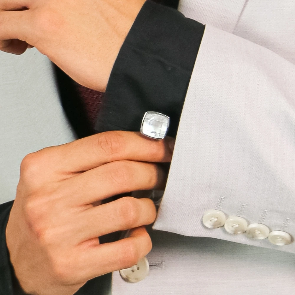White Mother of Pearl Cufflinks for Men