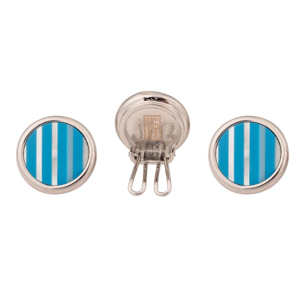 Aqua Lined Mother of Pearl Button Cover for Shirt