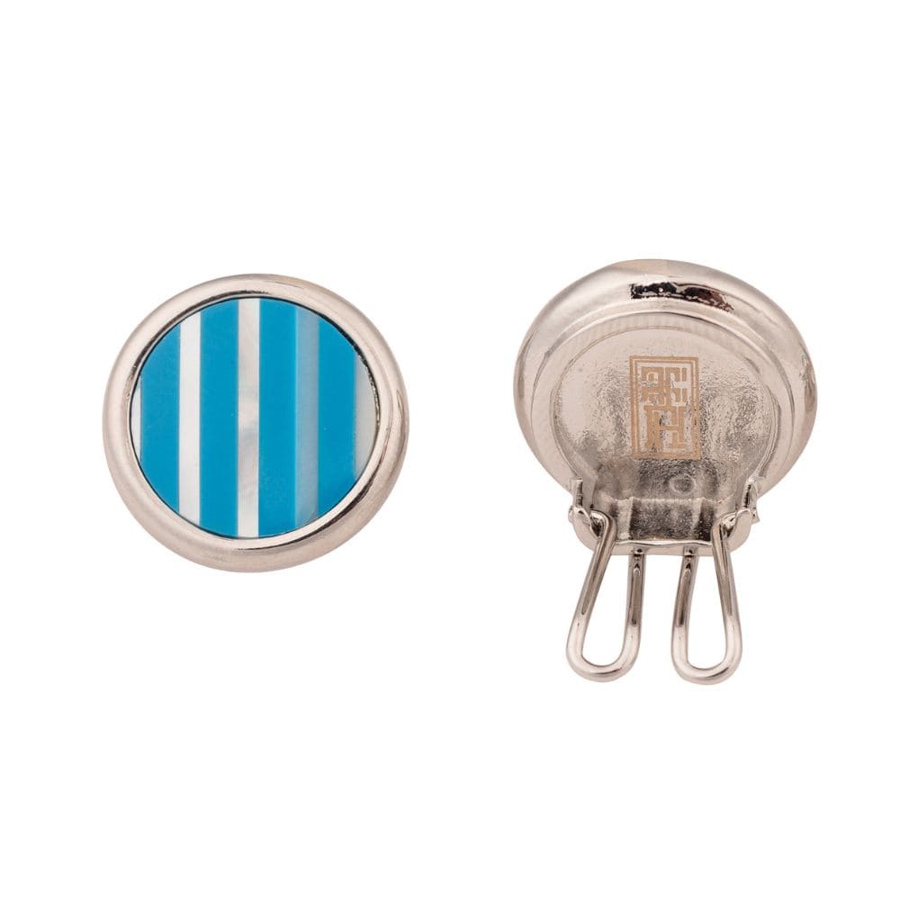 Aqua Lined Mother of Pearl Button Cover for Shirt