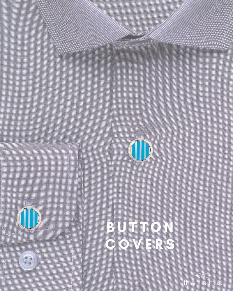 Aqua Lined Mother of Pearl Button Cover for Shirt