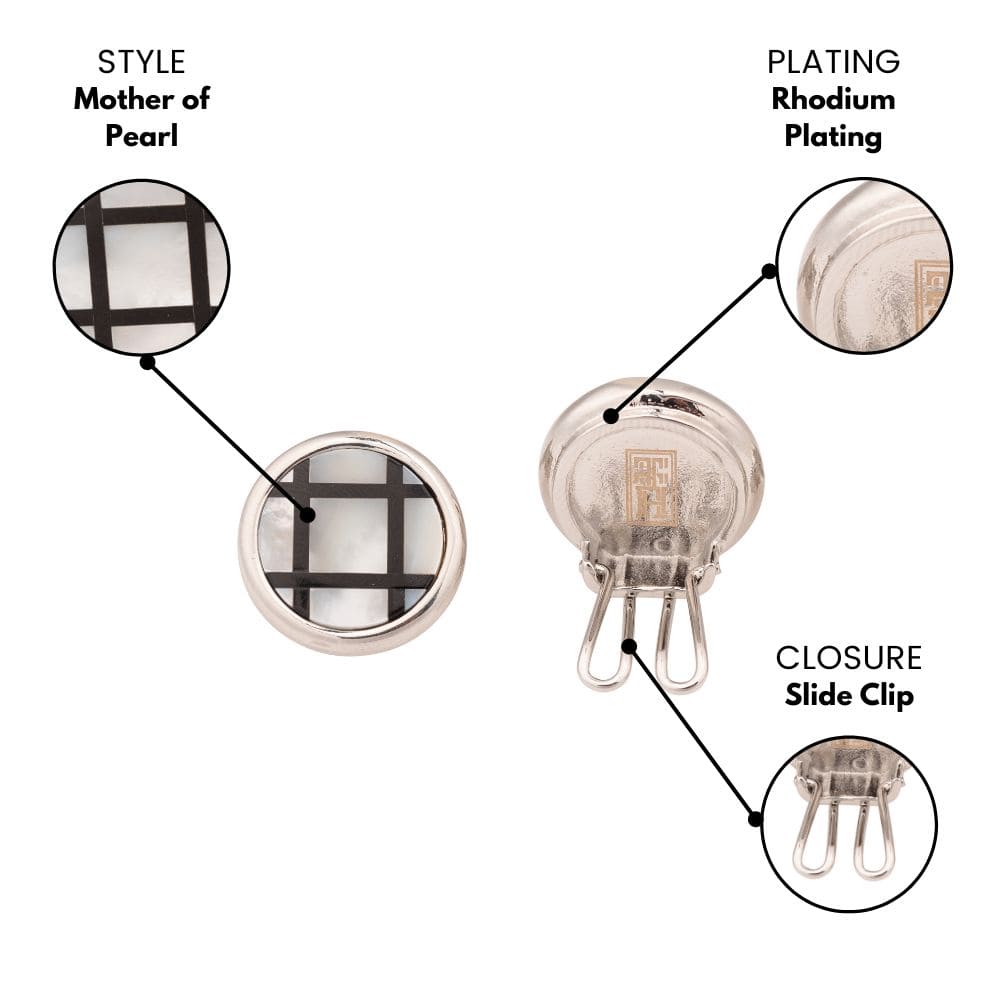 Black Checks Mother of Pearl Button Cover for Shirt