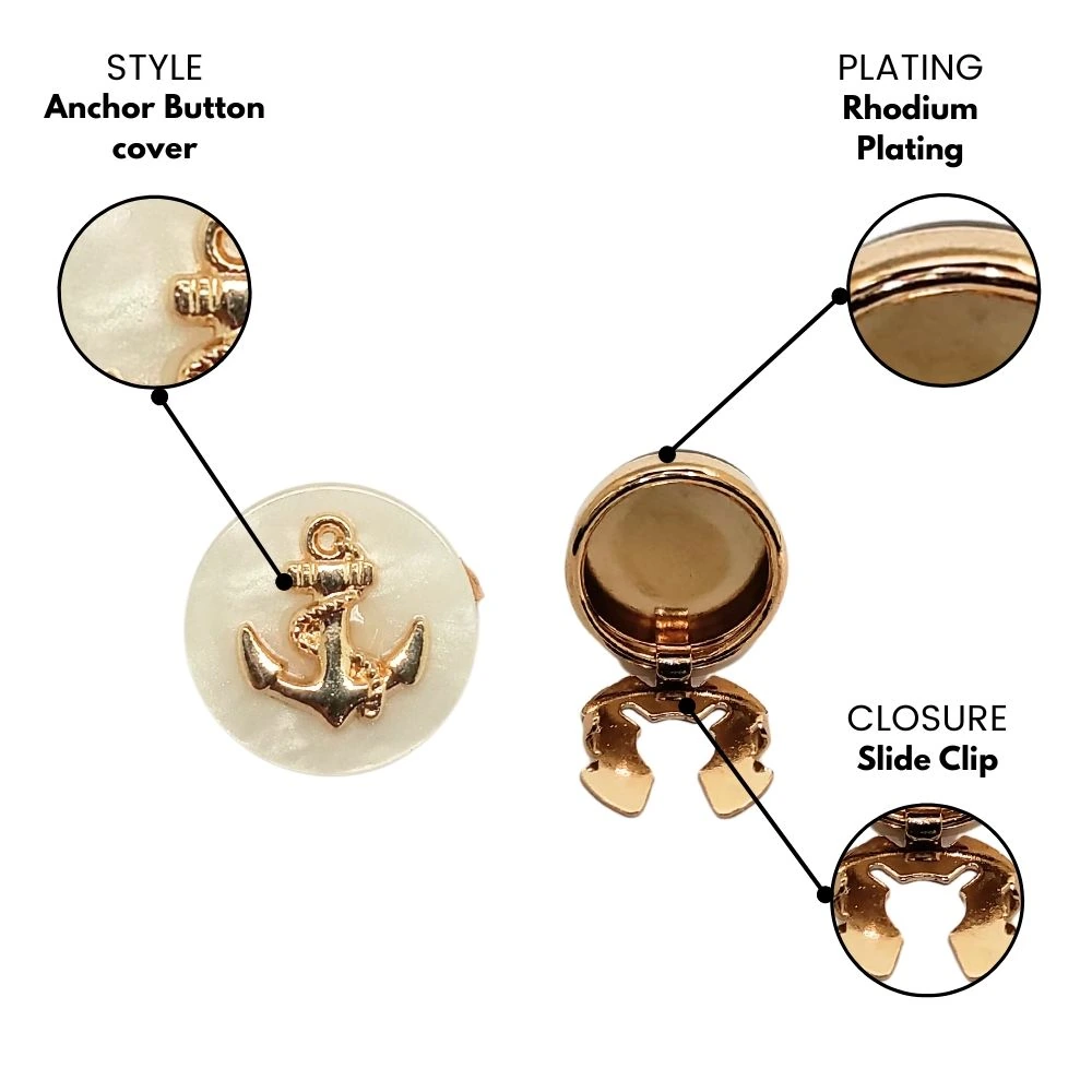 Gold Plated Anchor Button Cover