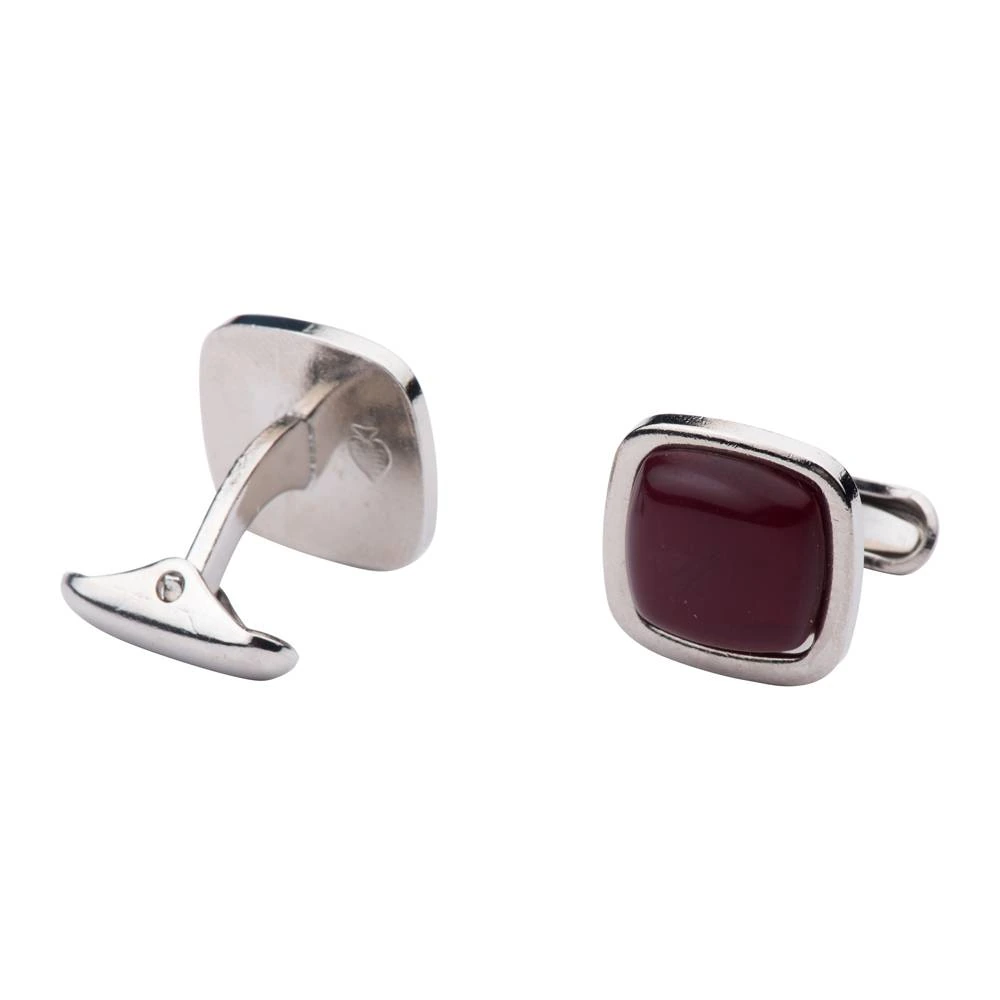 Grey and Maroon Stone Cufflinks Combo for Men - Classic Square Design
