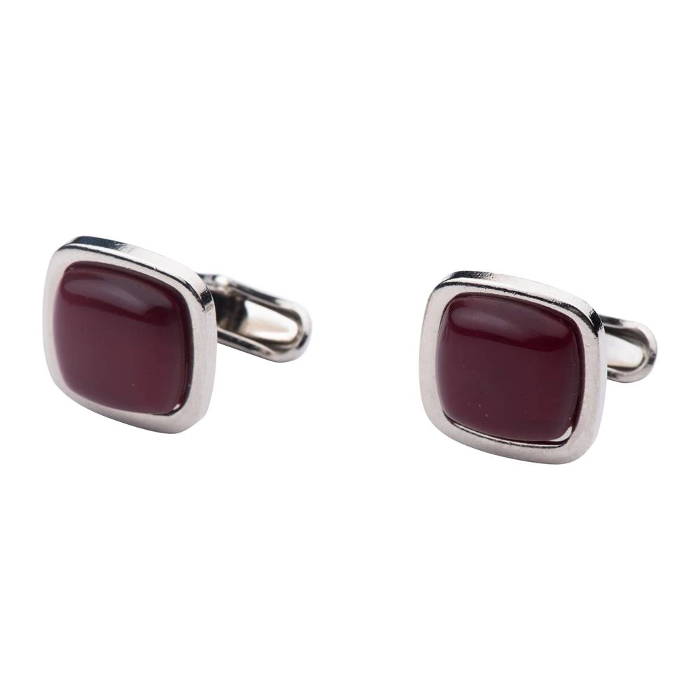Grey and Maroon Stone Cufflinks Combo for Men - Classic Square Design