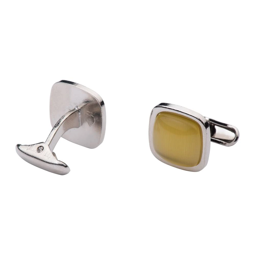 Yellow and Pink Stone Cufflinks Combo for Men - Classic Square Design