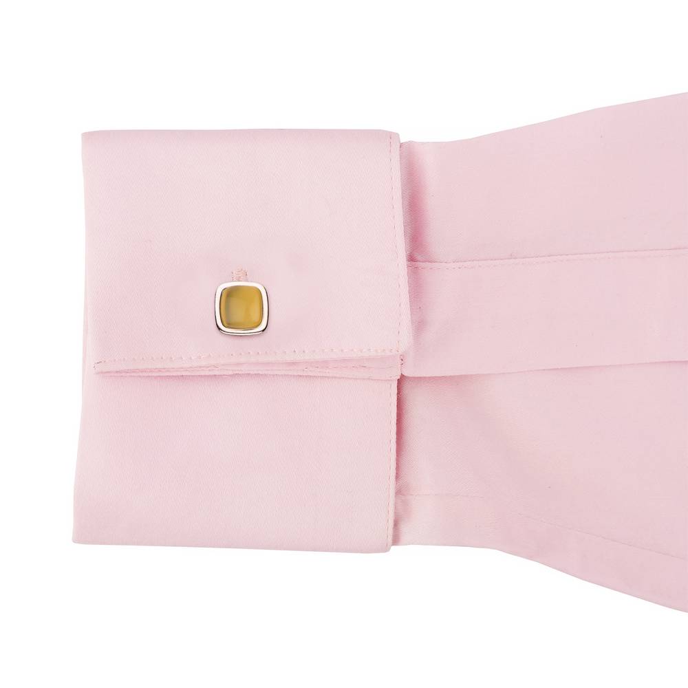Yellow and Pink Stone Cufflinks Combo for Men - Classic Square Design