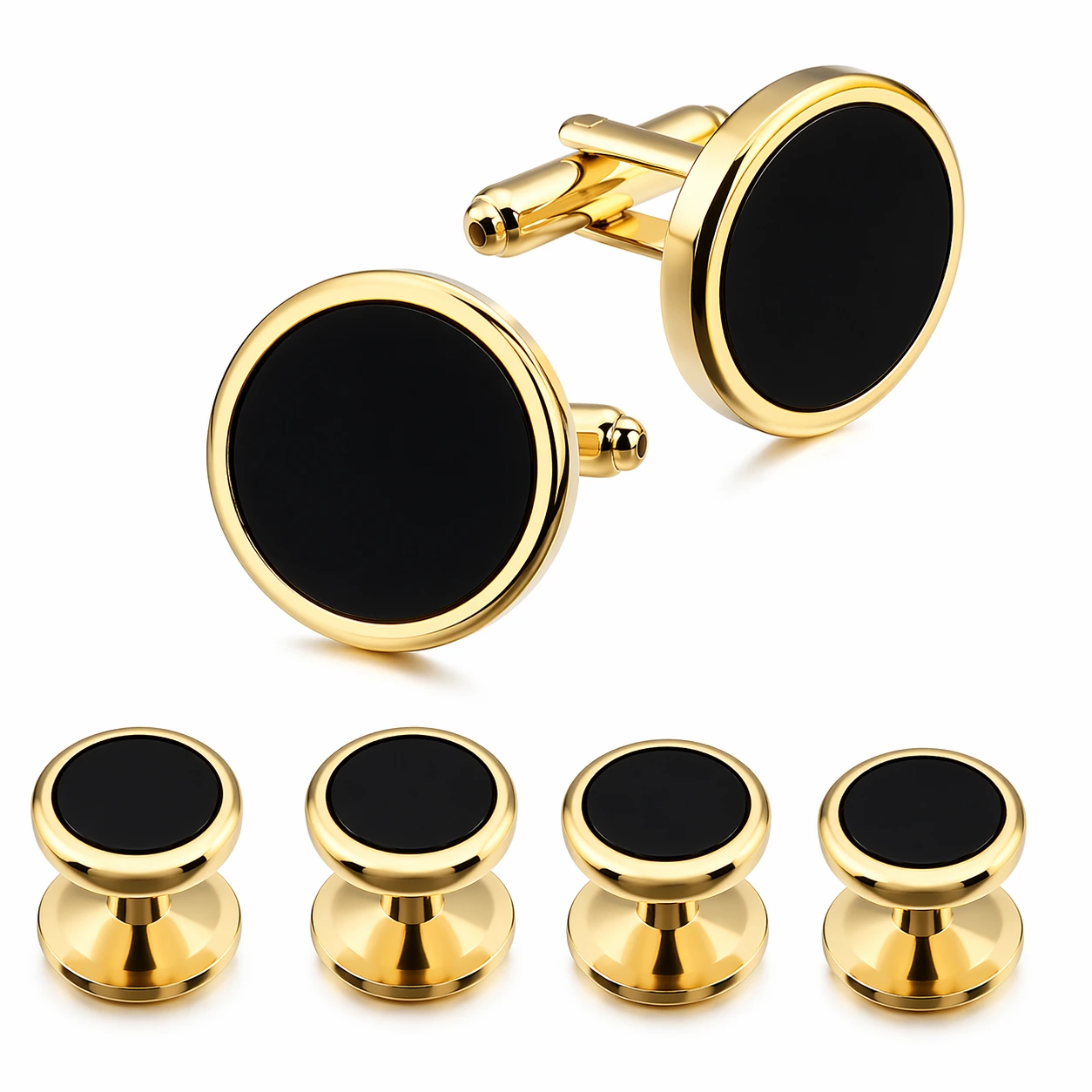 Black Tuxedo Cufflinks and Studs Set for Men