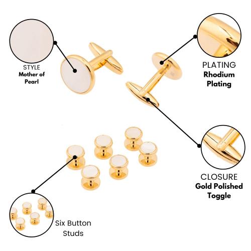 Gold Tuxedo Cufflinks and Studs Set for Men