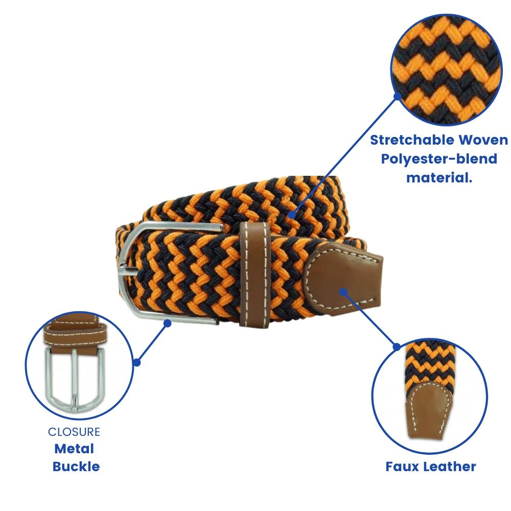 Orange Braided Belt for Men