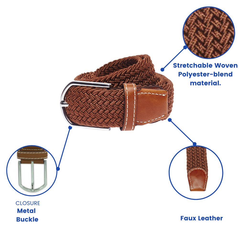 Brown Braided Belt for Men