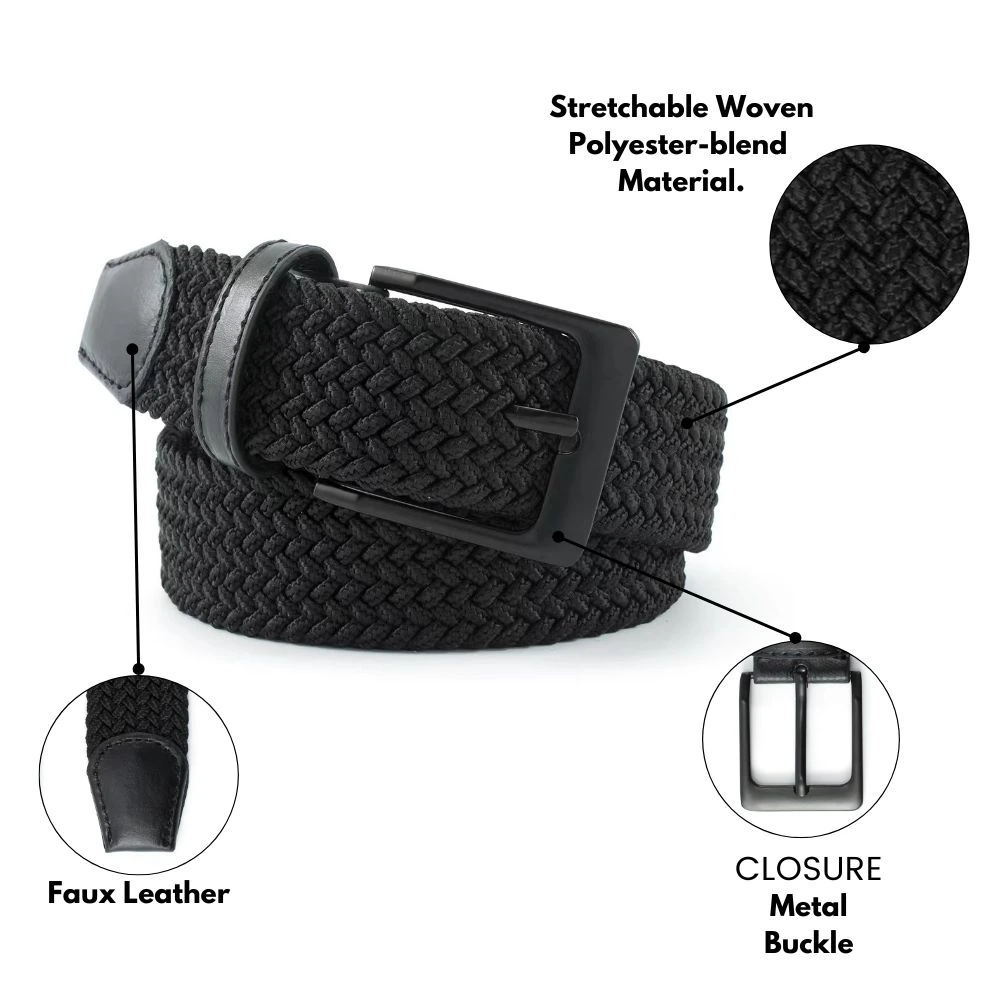 Black Braided Belt for Men