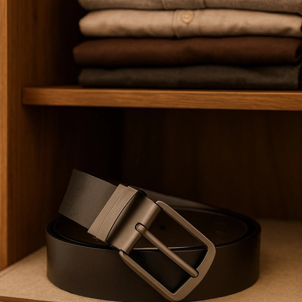 Black Leather Belt for Men