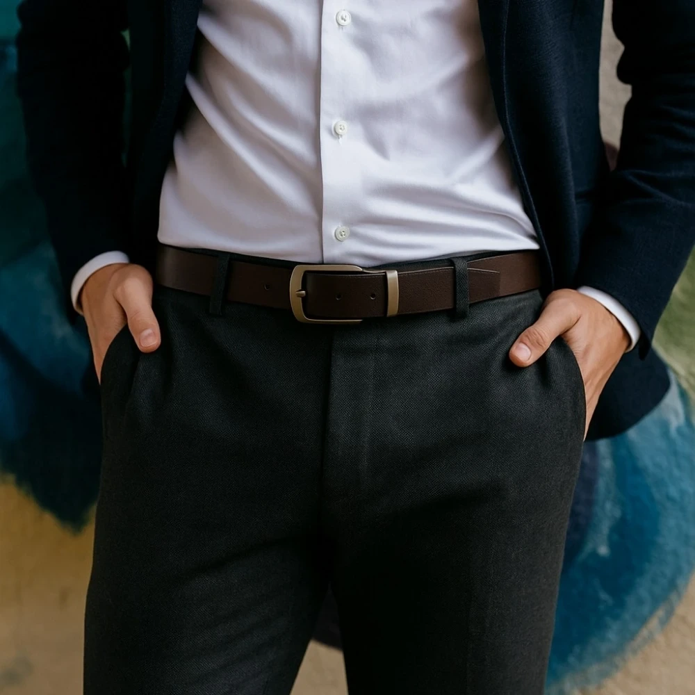 Black Leather Belt for Men