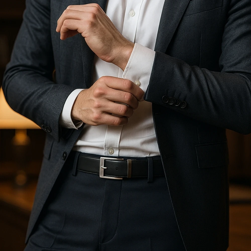 Black Leather Belt for Men