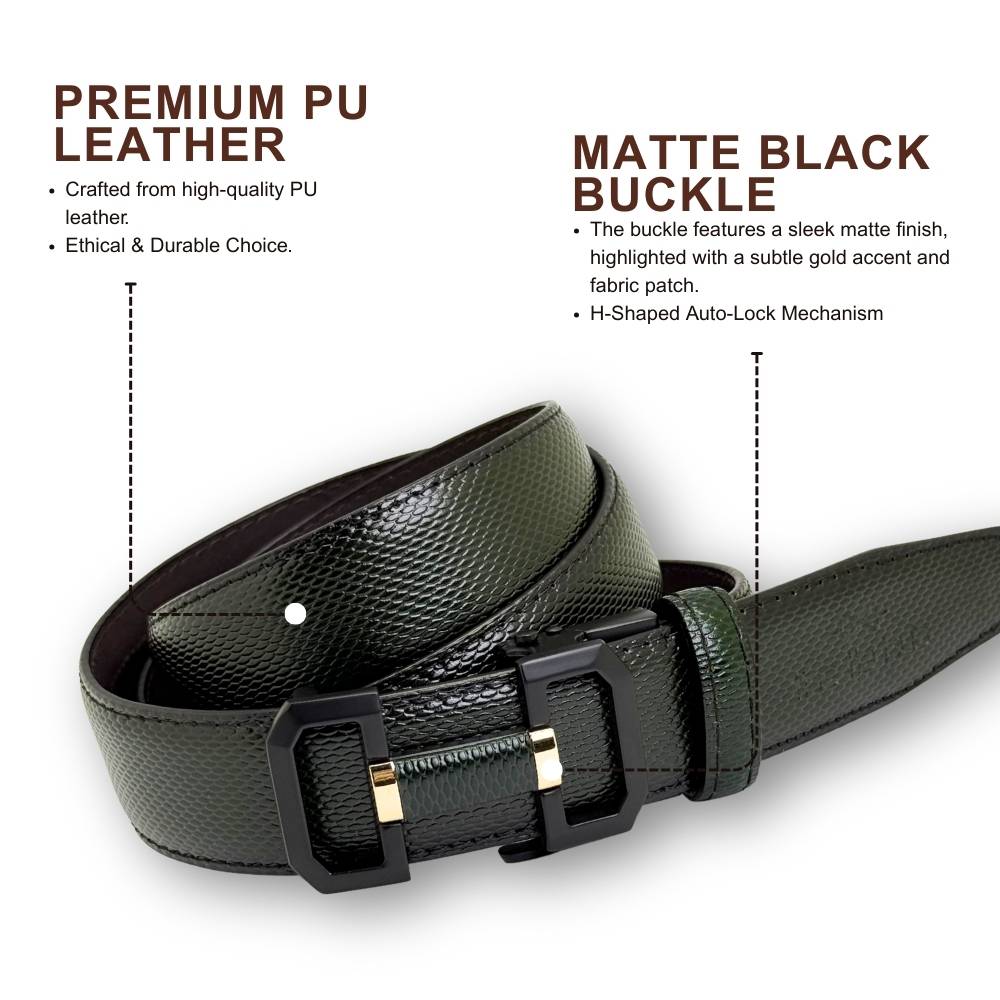 Green Formal Leather Belt for Men