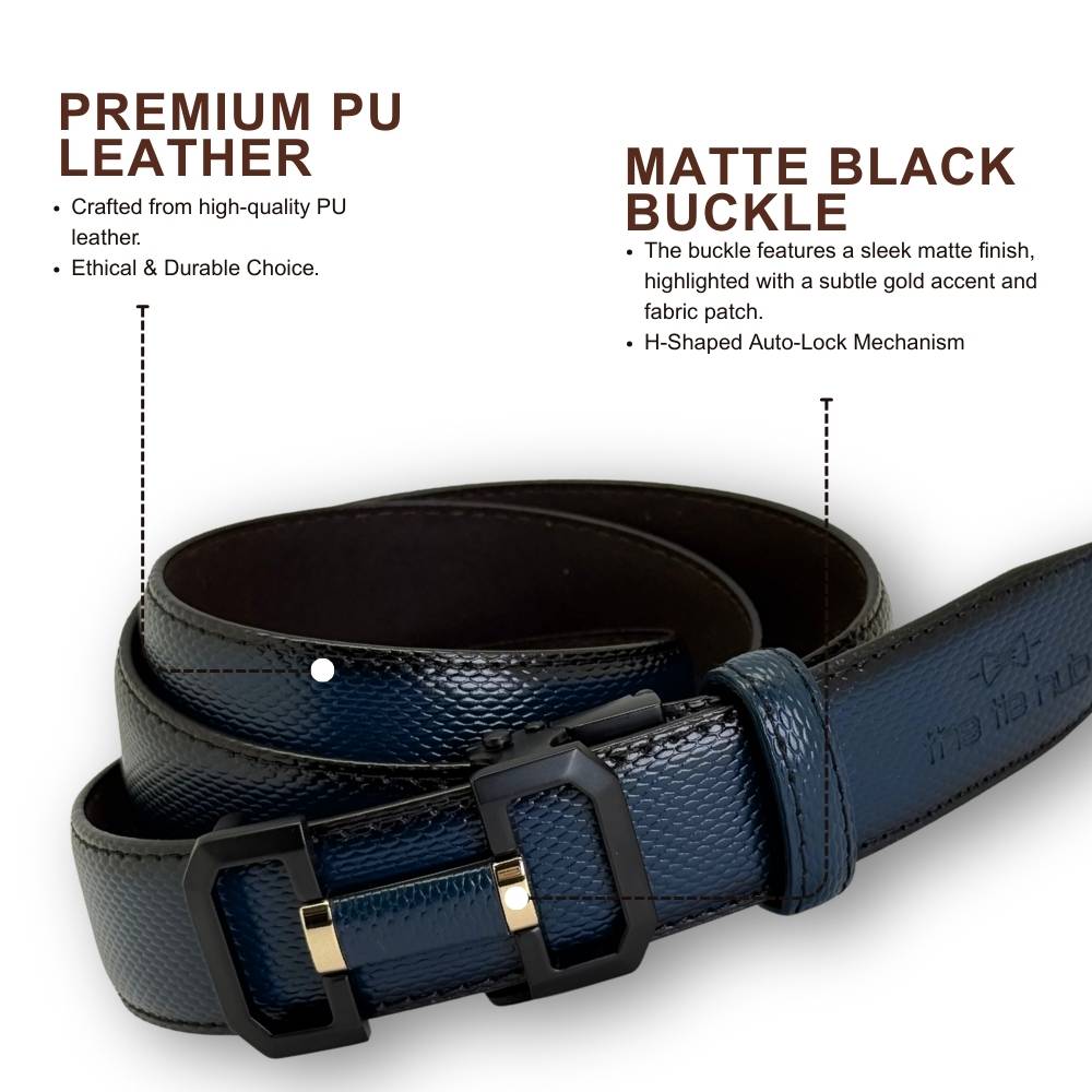 Navy Blue Formal Leather Belt for Men