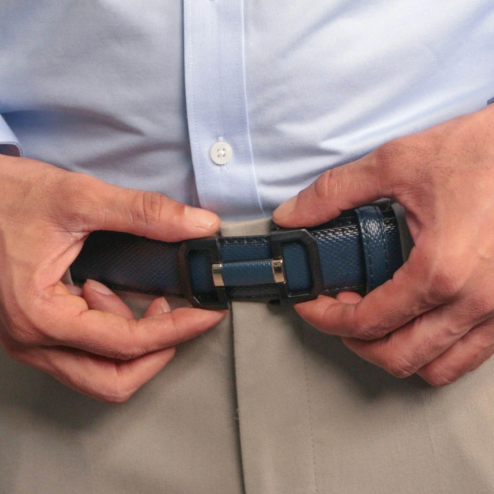Navy Blue Formal Leather Belt for Men