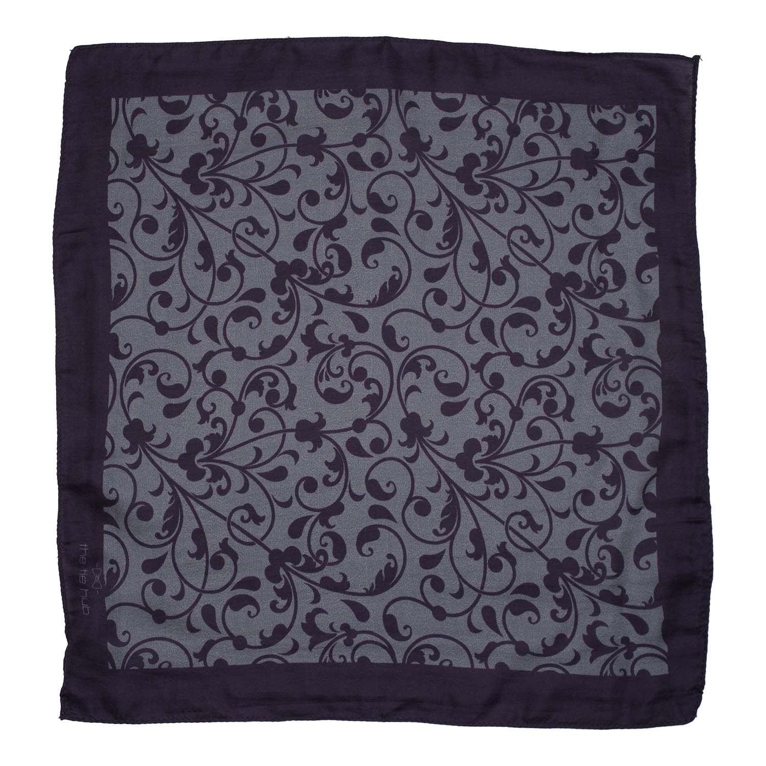 Grey Floral Pocket Square for Men