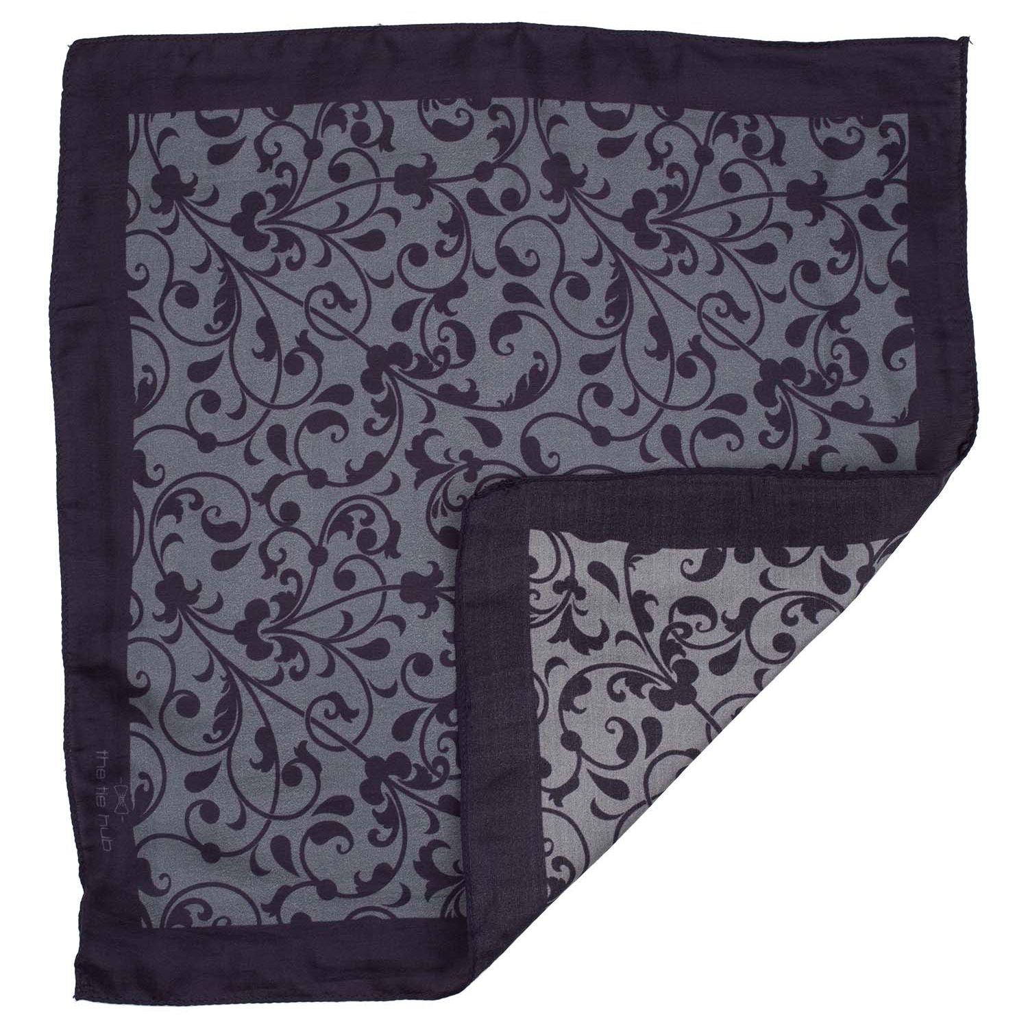 Grey Floral Pocket Square for Men
