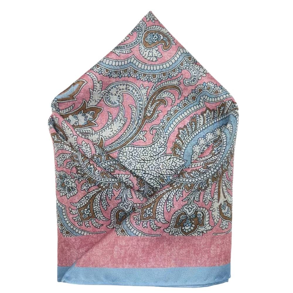 Pink Paisley Italian Silk Pocket Square for Men