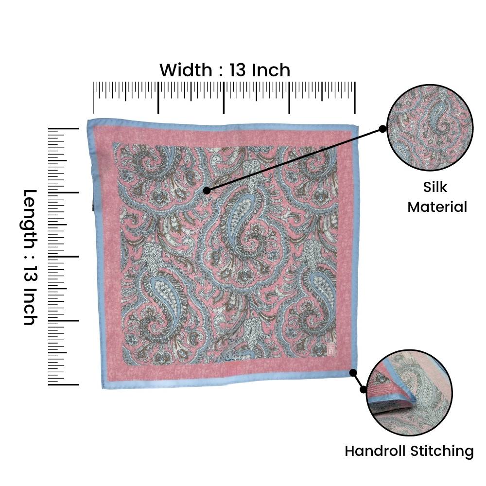 Pink Paisley Italian Silk Pocket Square for Men