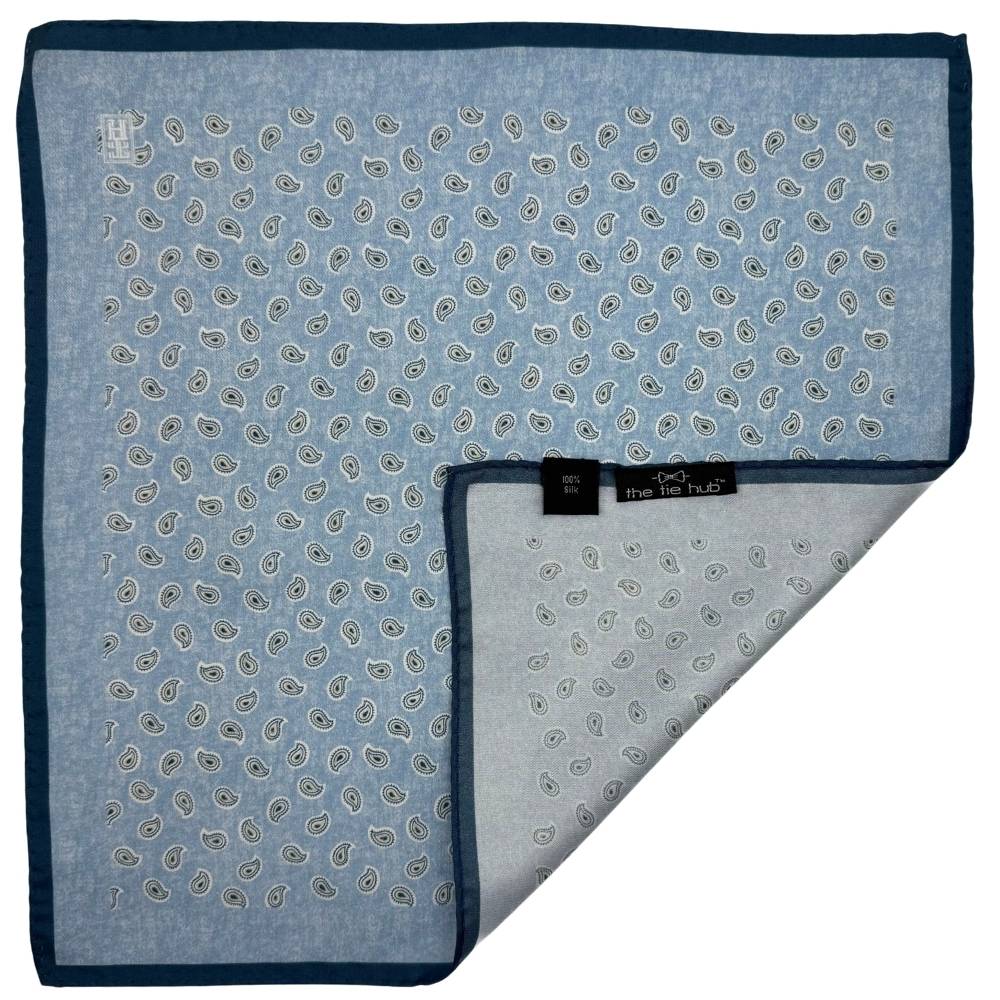 Blue Paisley Italian Silk Pocket Square for Men