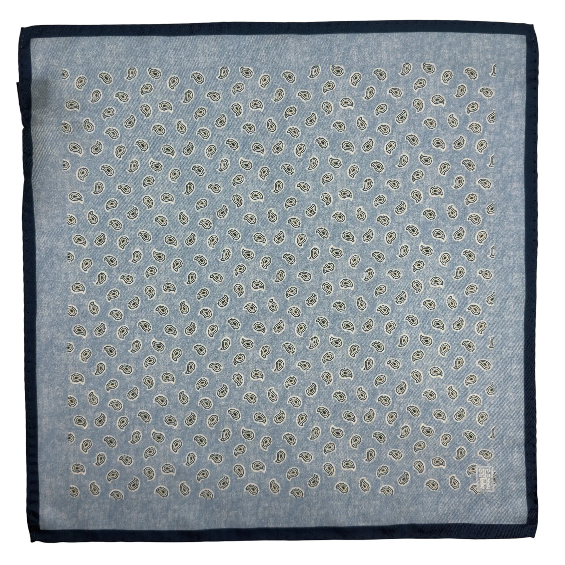 Blue Paisley Italian Silk Pocket Square for Men