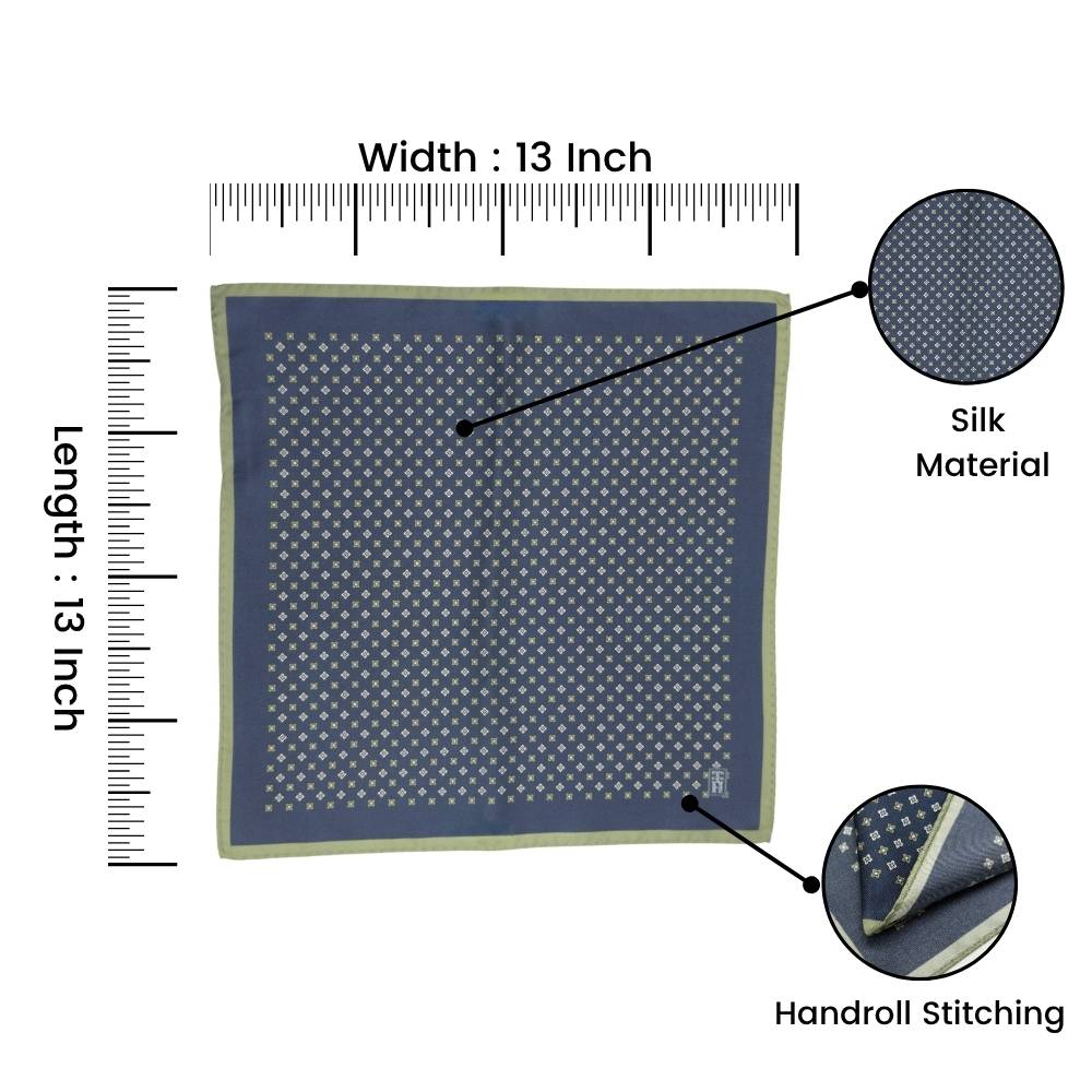 Green Geometric Italian Silk Pocket Square for Men
