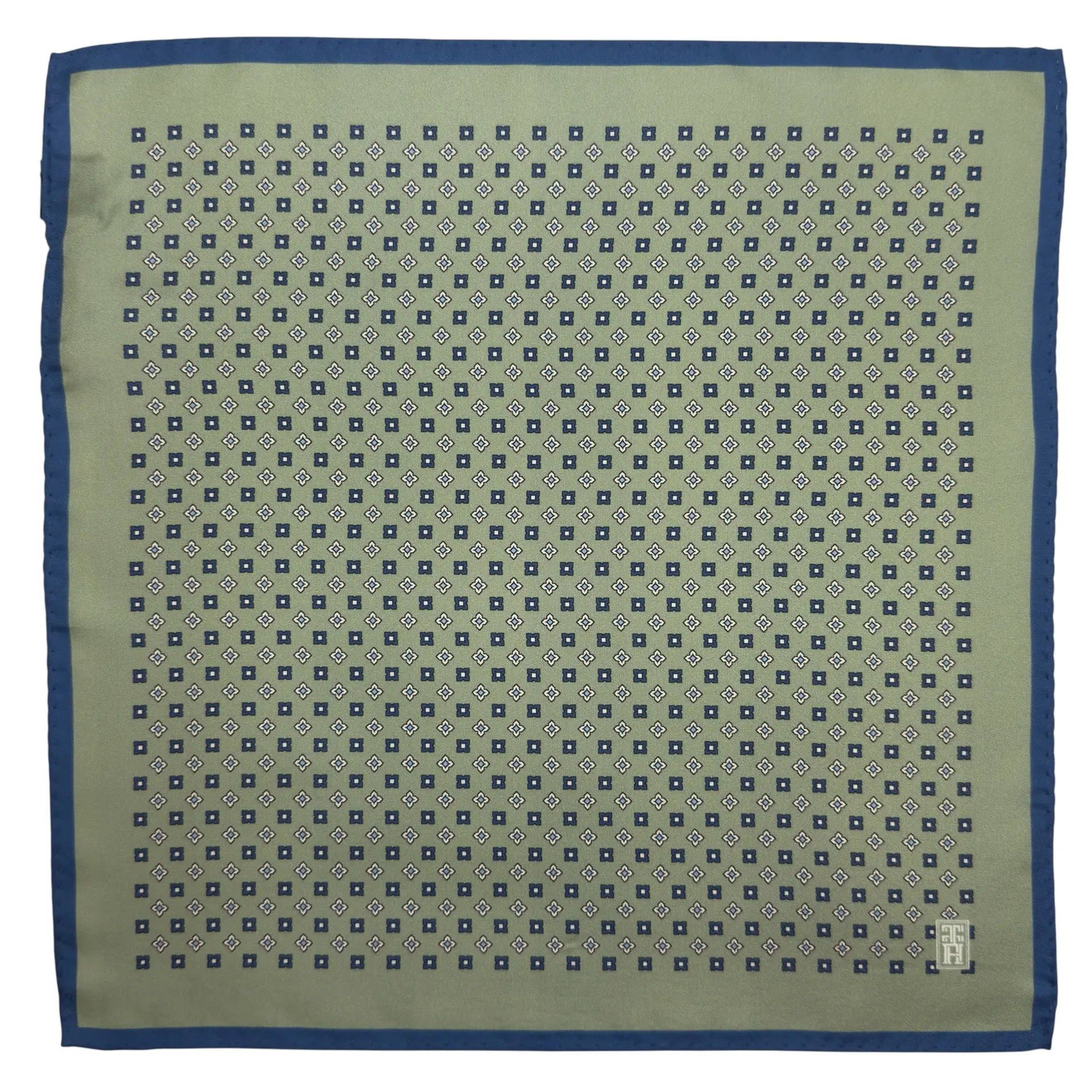 Green Geometric Italian Silk Pocket Square for Men