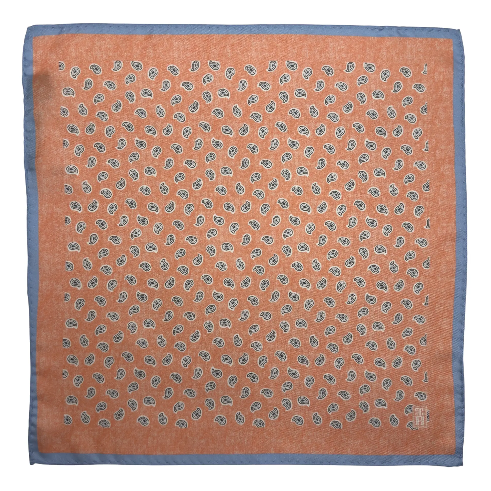 Orange Paisley Italian Silk Pocket Square for Men