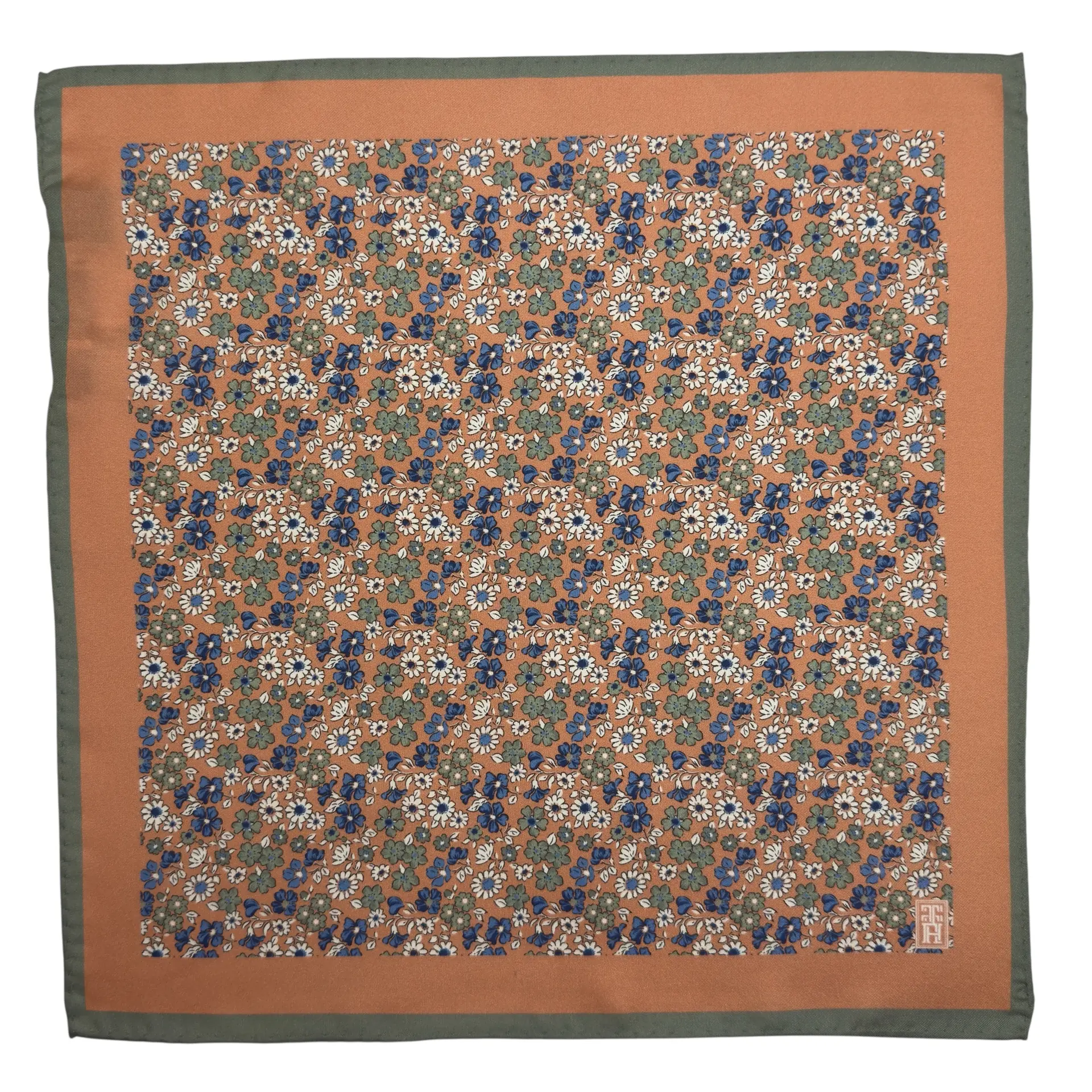 Orange Floral Italian Silk Pocket Square for Men