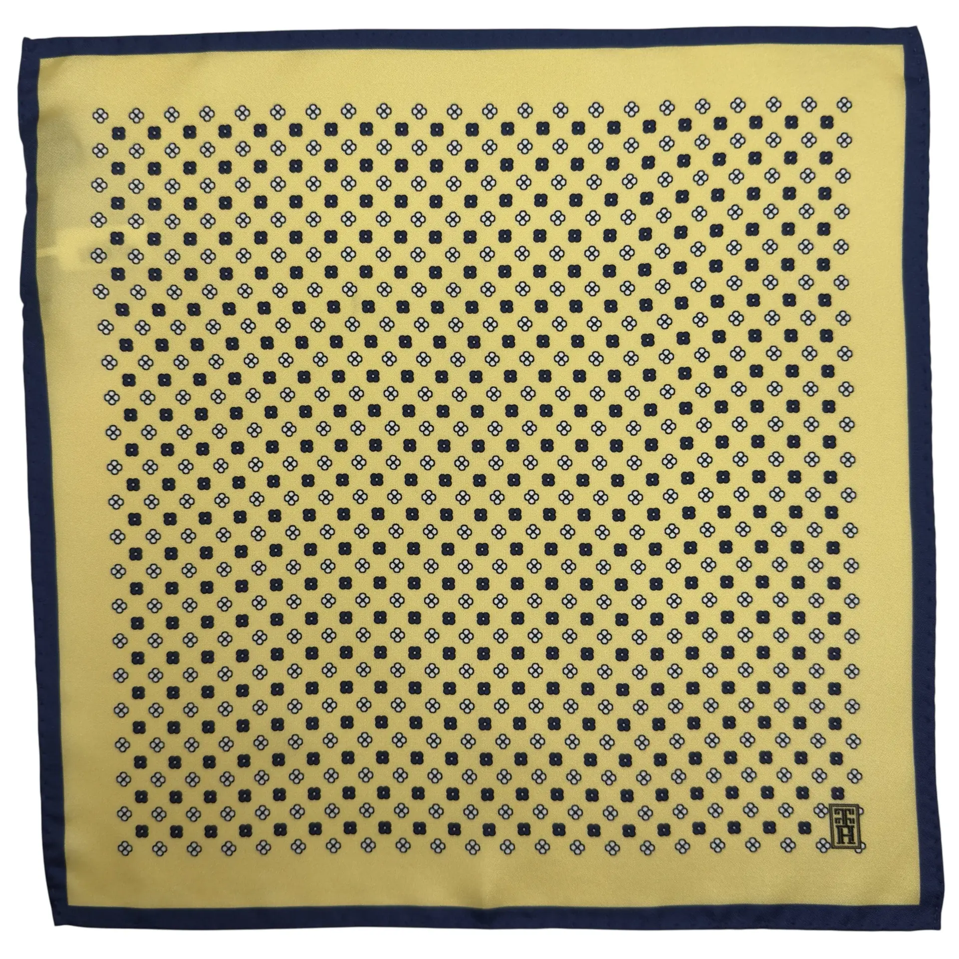 Yellow Geometric Italian Silk Pocket Square for Men