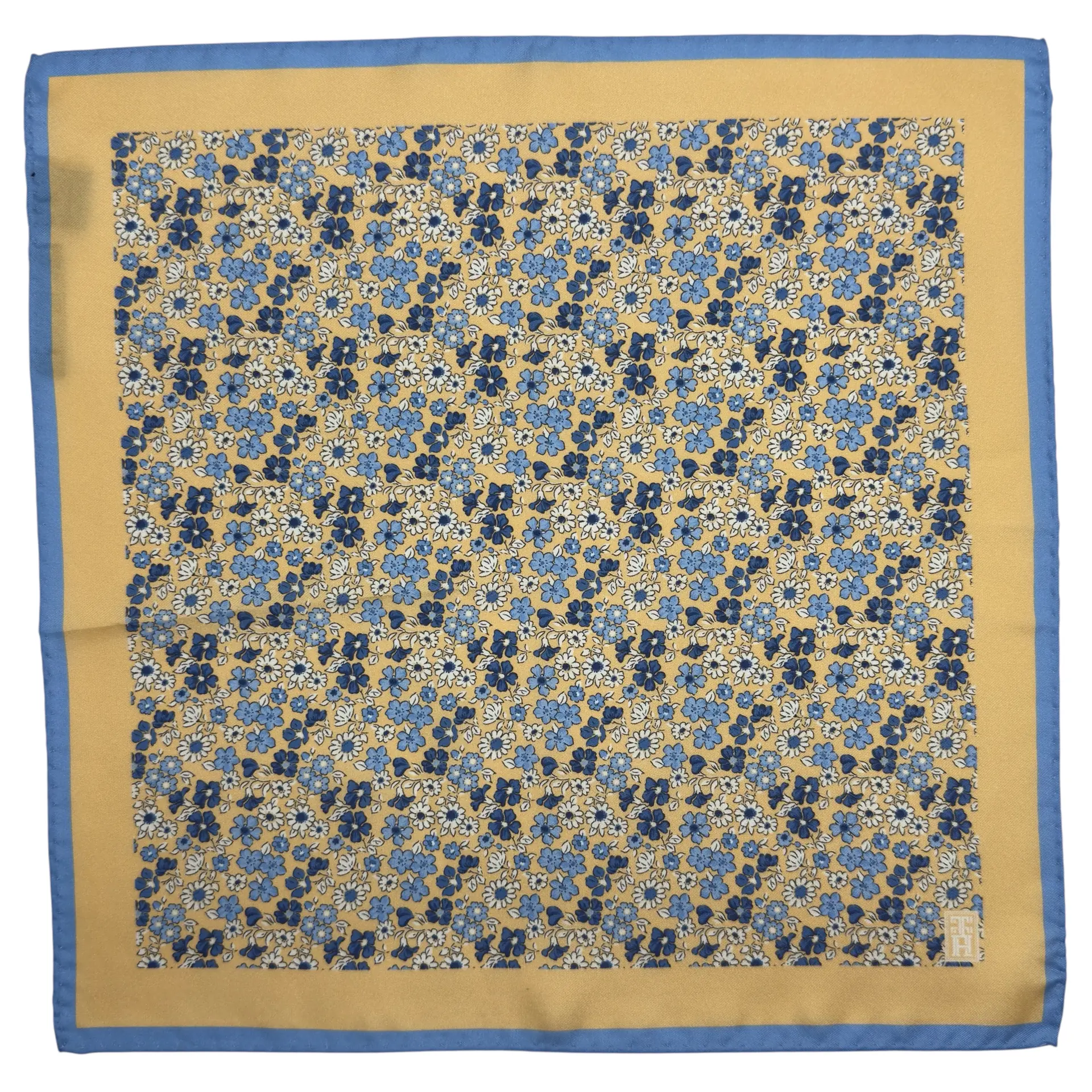 Yellow Floral Italian Silk Pocket Square for Men