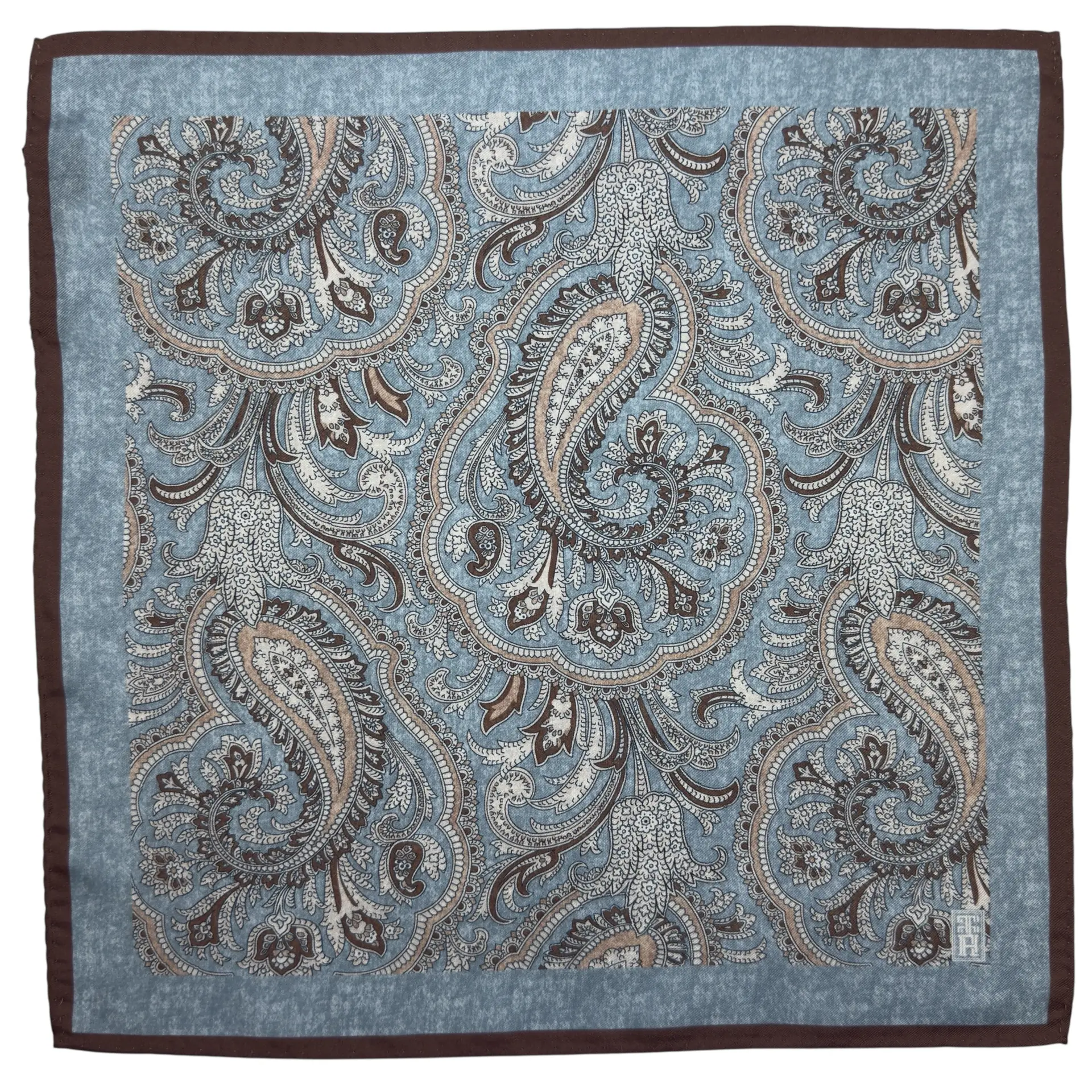 Blue Paisley Italian Silk Pocket Square for Men