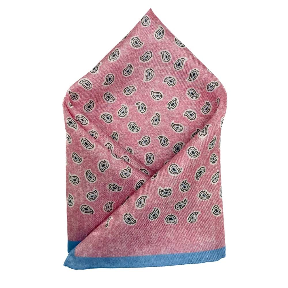 Pink Paisley Italian Silk Pocket Square for Men
