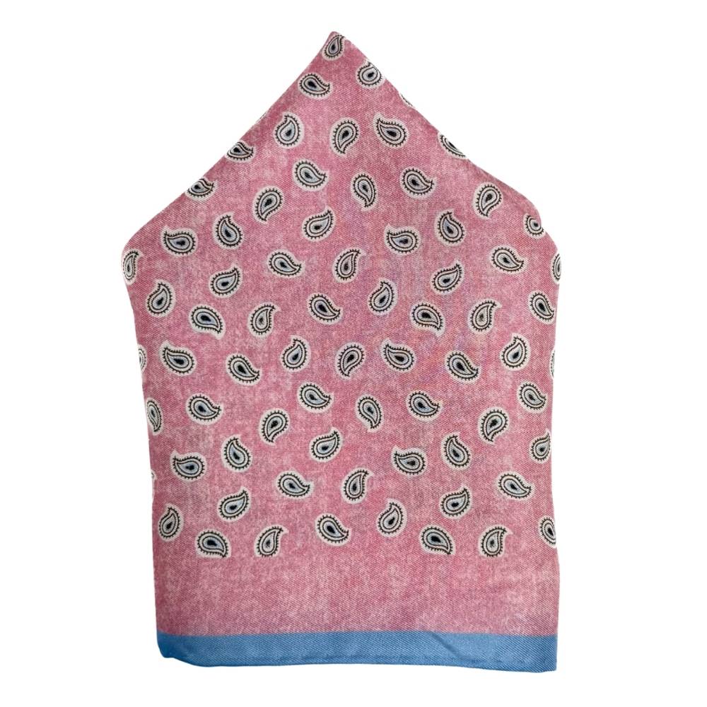 Pink Paisley Italian Silk Pocket Square for Men