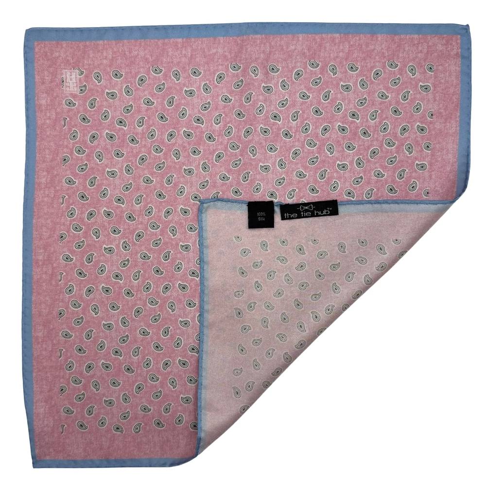 Pink Paisley Italian Silk Pocket Square for Men