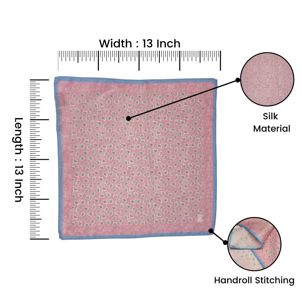 Pink Paisley Italian Silk Pocket Square for Men