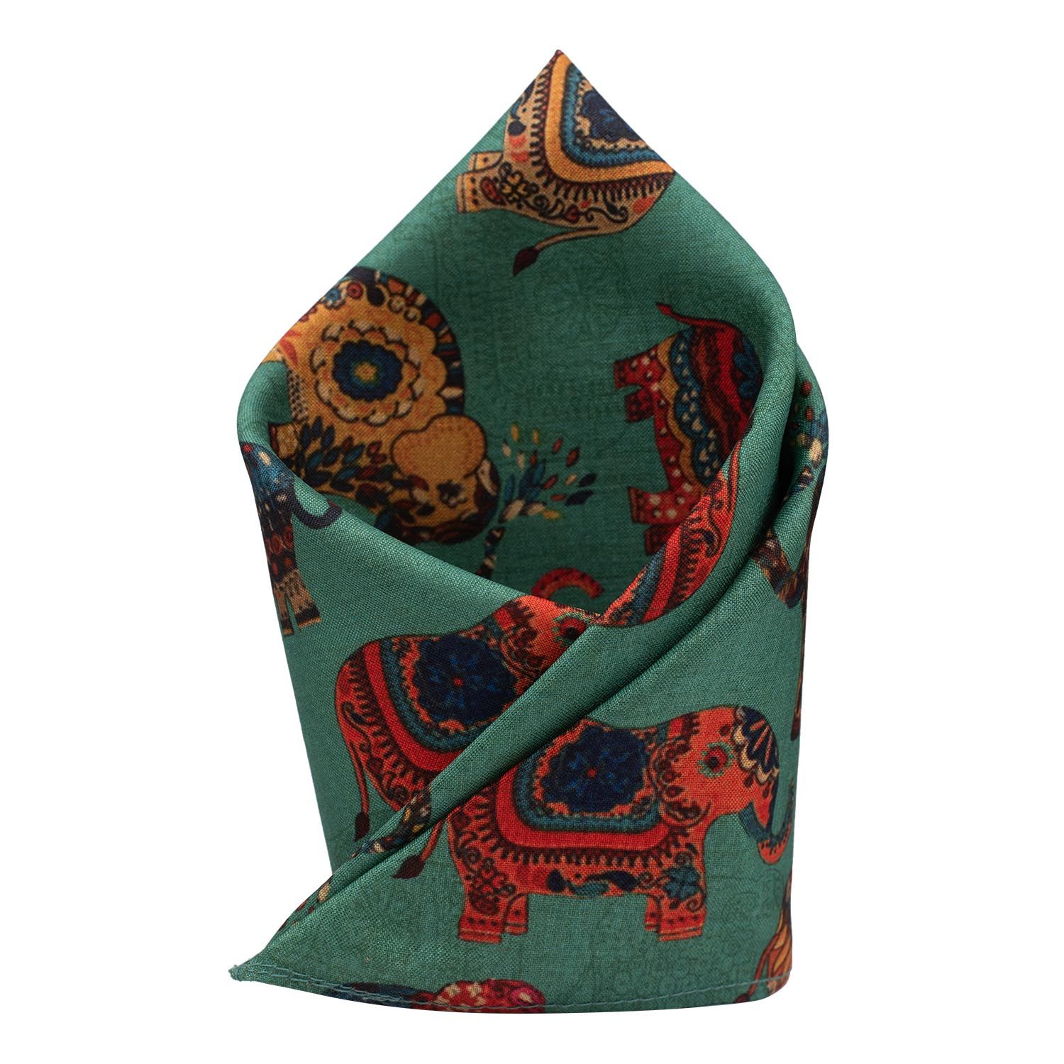 Teal Geometric Pocket Square for Men