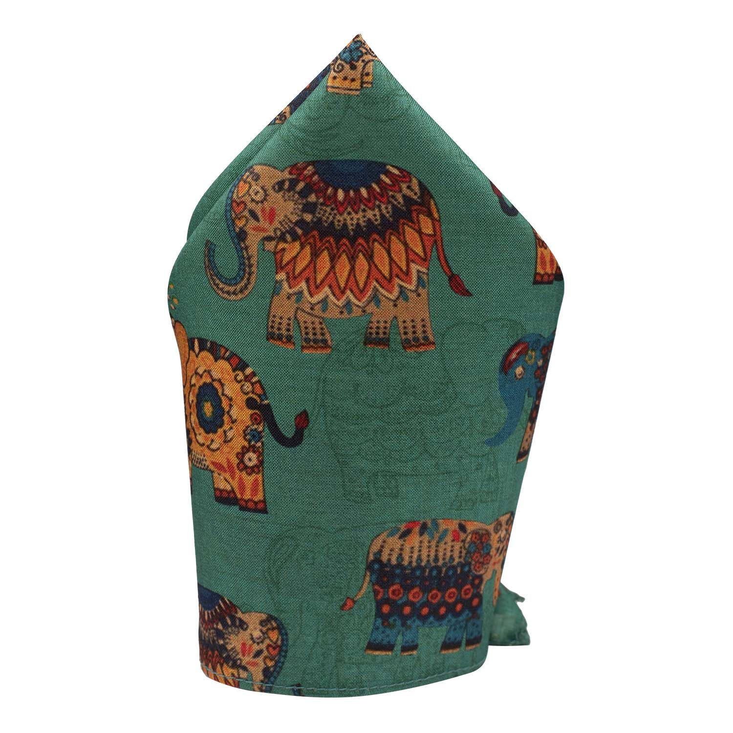 Teal Geometric Pocket Square for Men