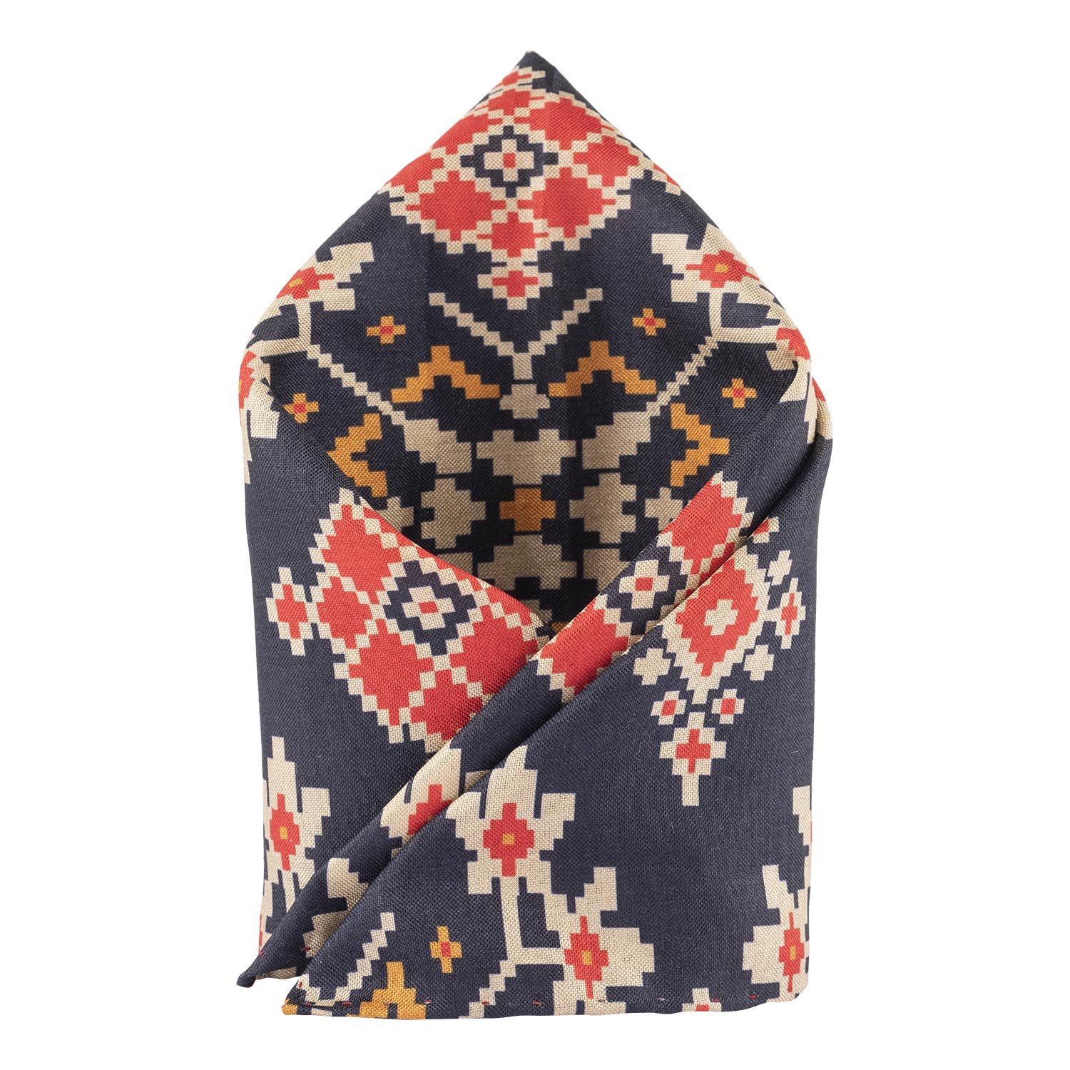 Blue Geometric Pocket Square for Men