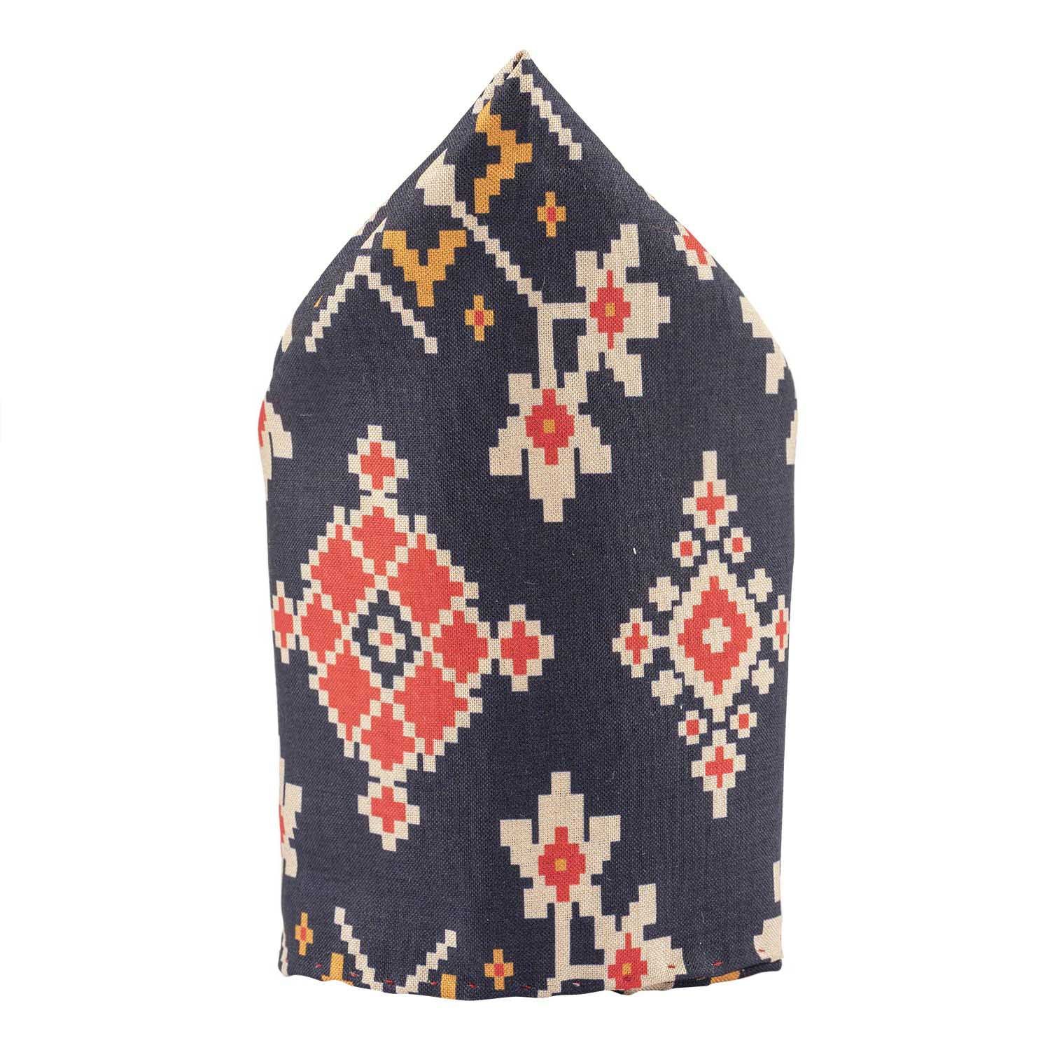Blue Geometric Pocket Square for Men