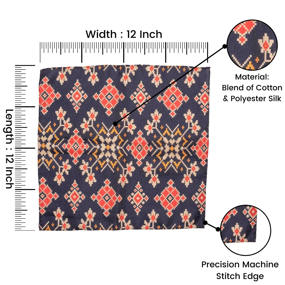 Blue Geometric Pocket Square for Men