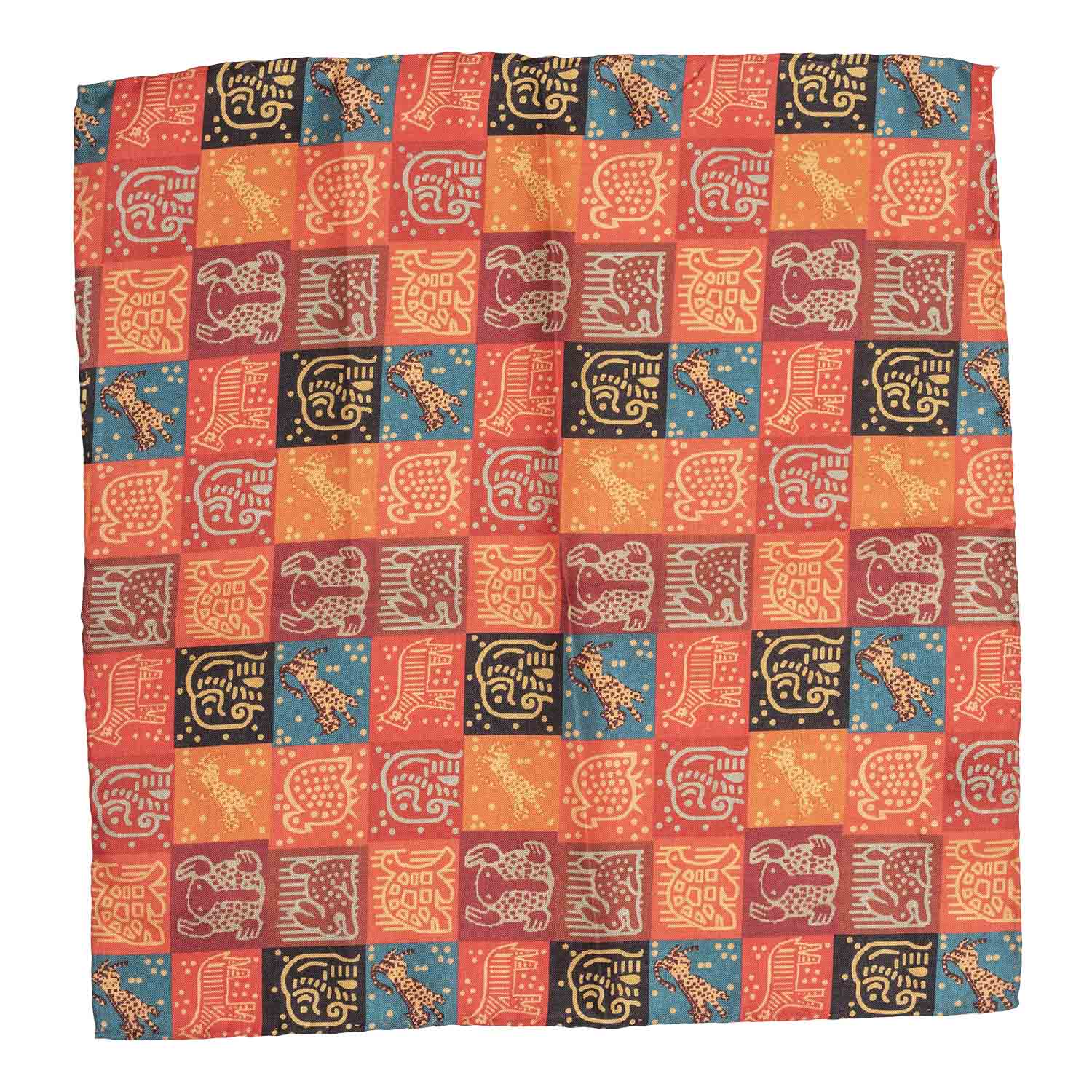 Orange Geometric Pocket Square for Men