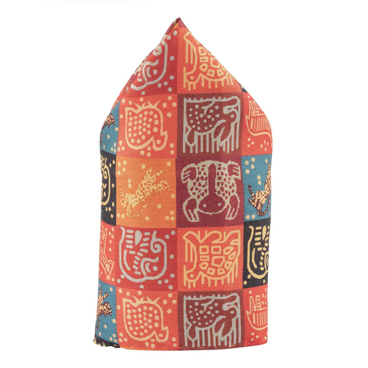 Orange Geometric Pocket Square for Men