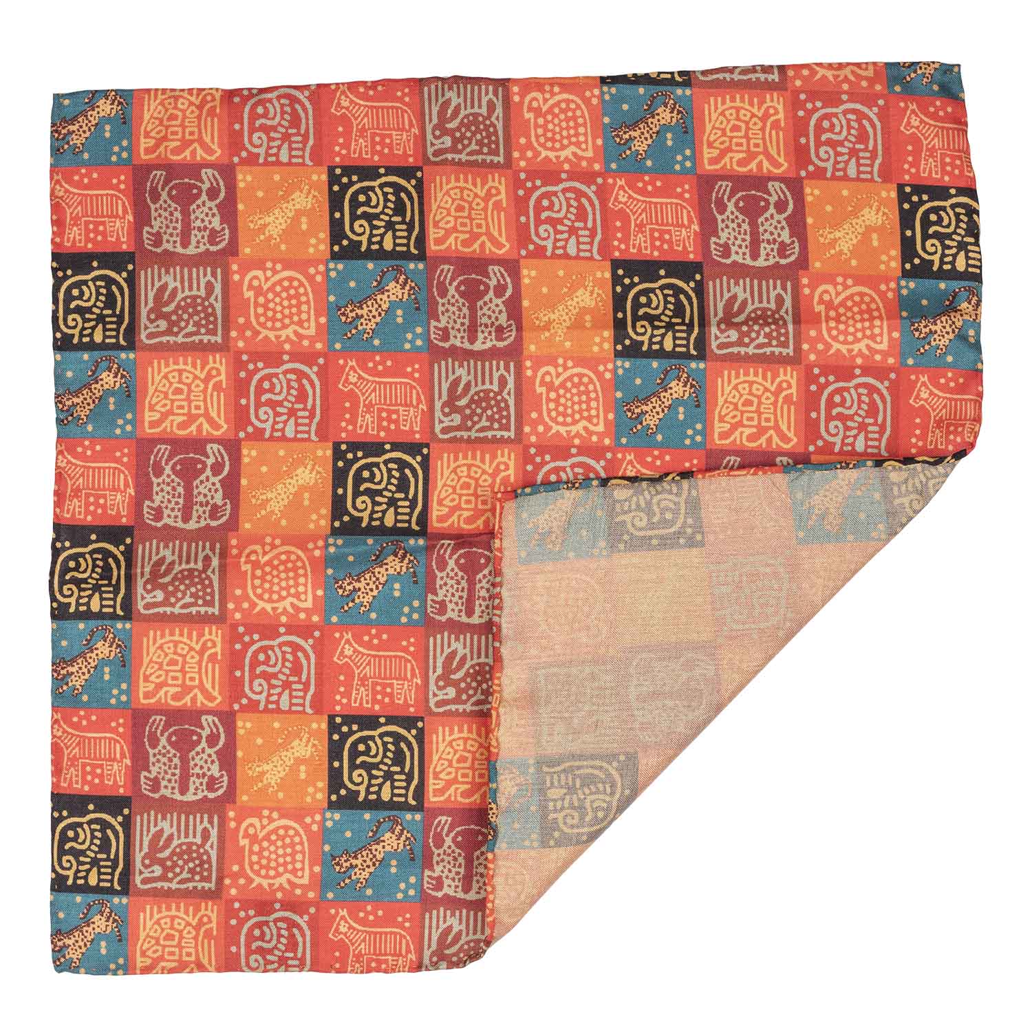 Orange Geometric Pocket Square for Men
