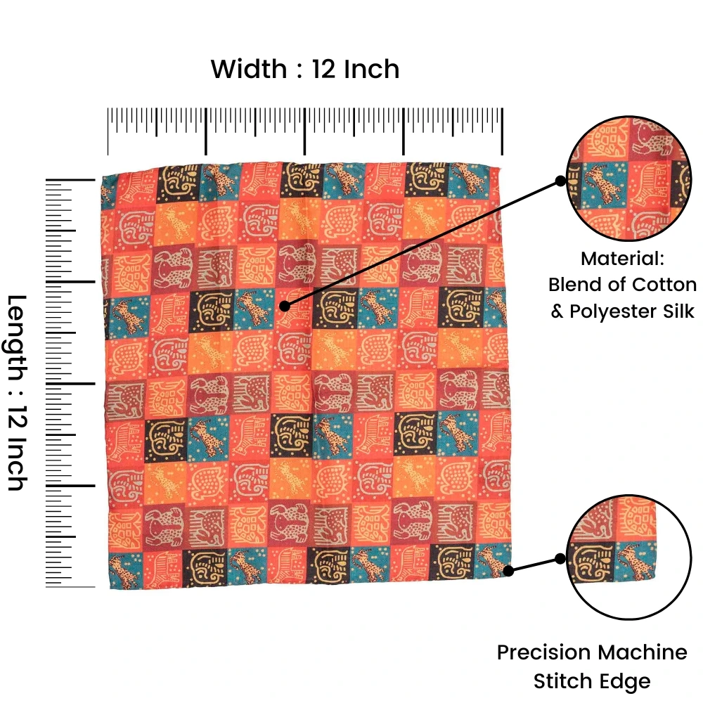 Orange Geometric Pocket Square for Men