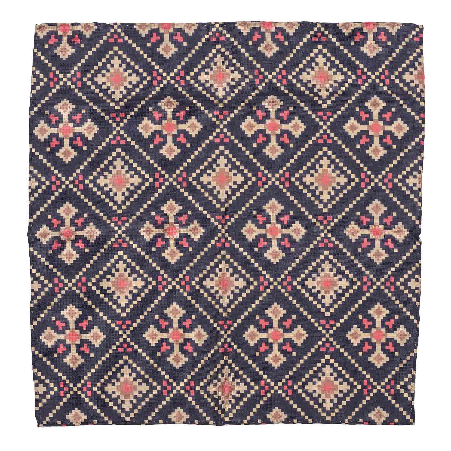 Blue Geometric Pocket Square for Men